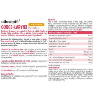 OLIOSEPTIL® PASTILLES GORGE-LARYNX miel citron