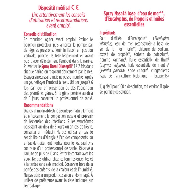 OLIOSEPTIL® SPRAY NASAL - Dispositif médical OLIOSEPTIL® SPRAY NASAL - Dispositif médical