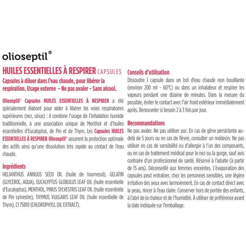 OLIOSEPTIL® CAPSULES HUILES ESSENTIELLES À RESPIRER